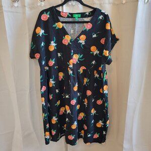 PINk Grapefruit Womens Dress XL Black Linen Blend Lagenlook Oversized Boho 16263